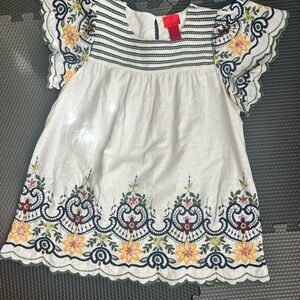 Christina White Floral Embroidered Blouse